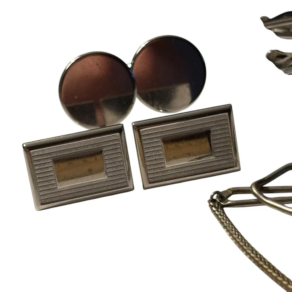 Vintage SWANK lot 8pc CuffLinks Tie Clip Set Silver & Gold‎ Tone Men's Jewelry